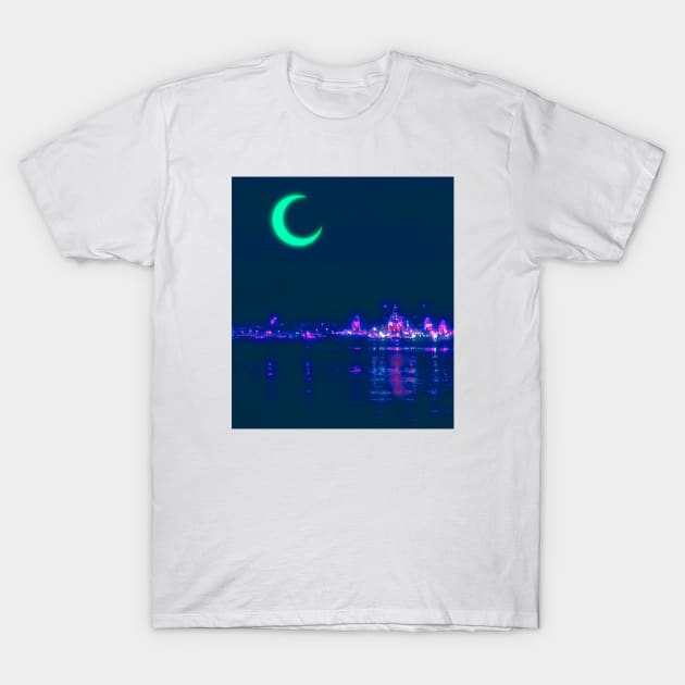 Aesthetic Harbor Midnight T-Shirt by lofi_retrowave